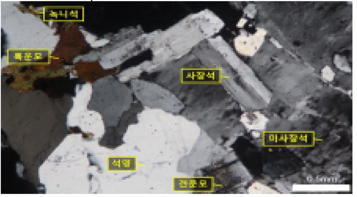 흑운모화강암 Cross nicol