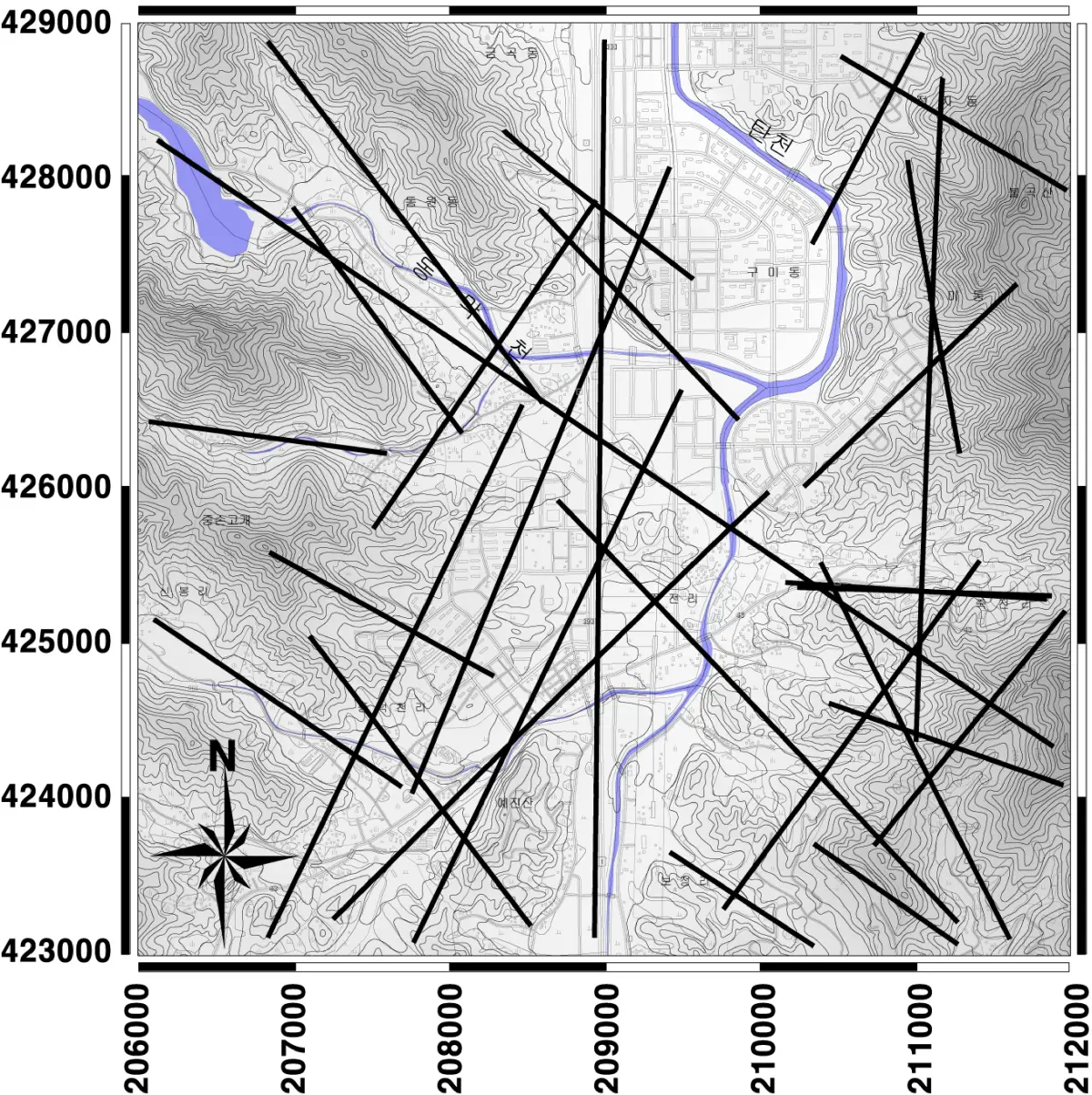 Ikonos 영상으로부터 추출된 선구조